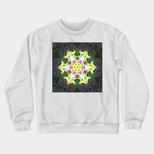 Psychedelic Kaleidoscope Flower Yellow and Pink Crewneck Sweatshirt